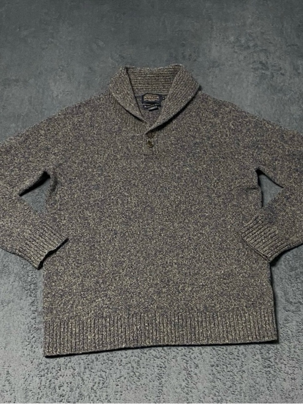 Pendleton Sweater Mens S Blue Brown Washable Shetland Wool Shawl Collar Pullover